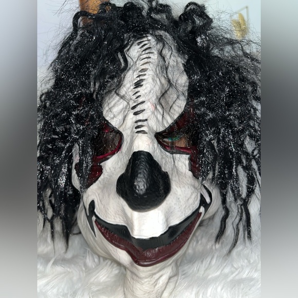 Spirit Halloween Clown Full Mask Black Hair - Picture 3 of 8